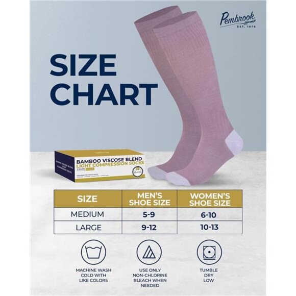 Bamboo Viscose Light Compression Socks - 3 Pairs | 8-15 mmhg - Picture 6 of 7